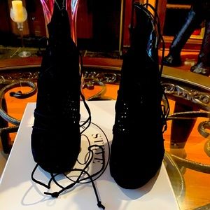 Black suede heel boot.. wore them one time